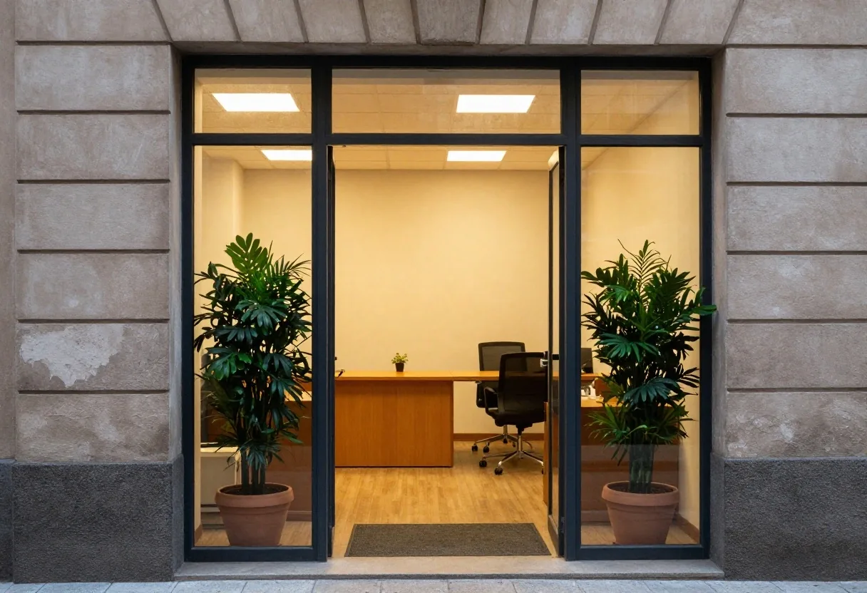 Mesa de trabajo con carpetas ordenadas junto a la ventana