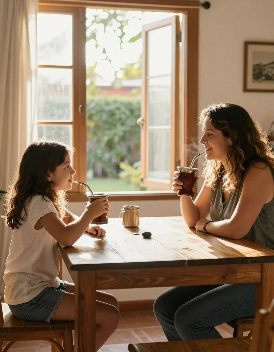 Familia argentina ordenando comprobantes de fondos