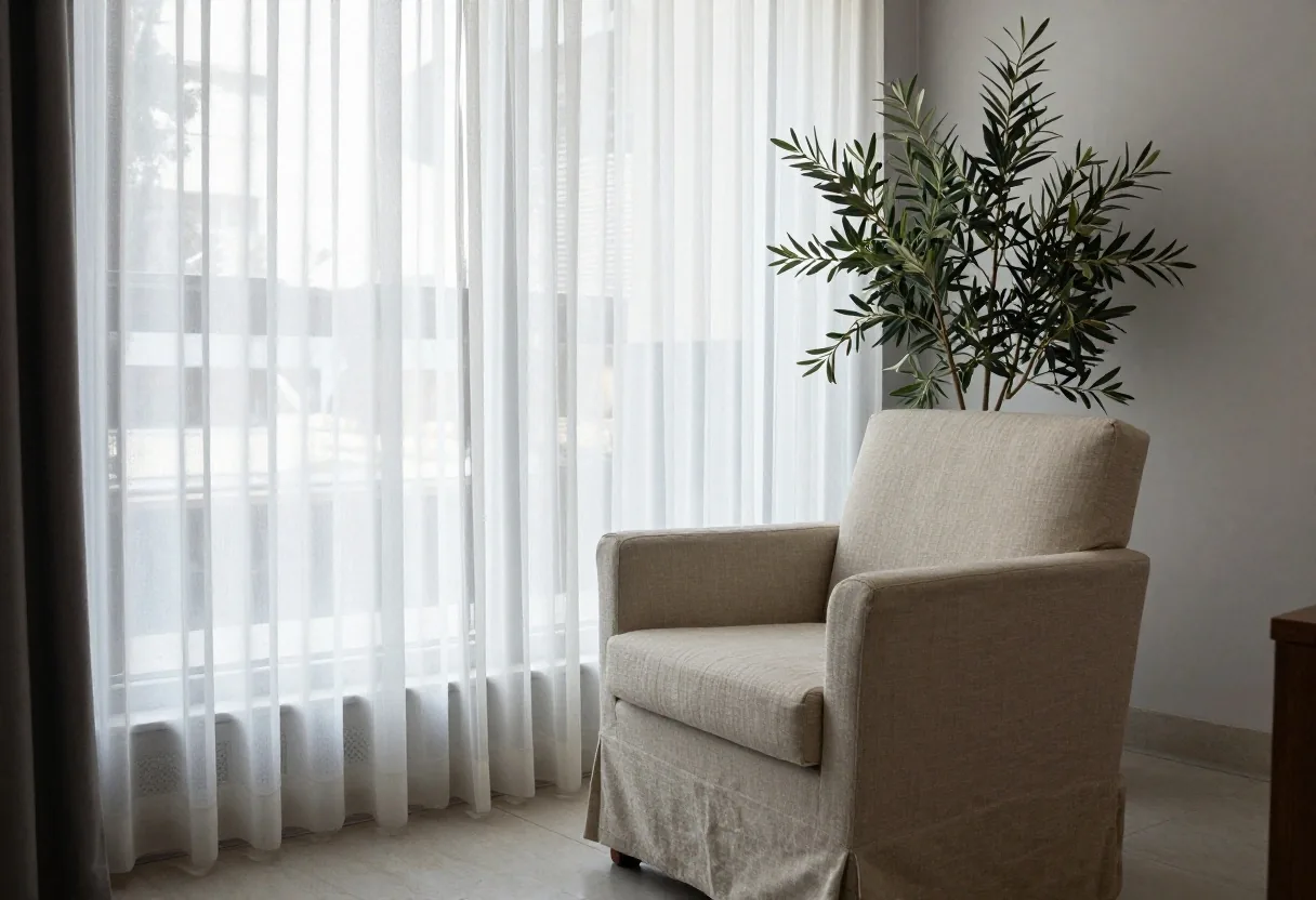 Espacio de consulta ordenado junto a ventana luminosa